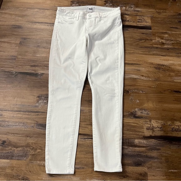 PAIGE White Verdugo Ankle Crop Mid Rise Women's Jean Denim Pants Stretch Casual - Picture 4 of 16